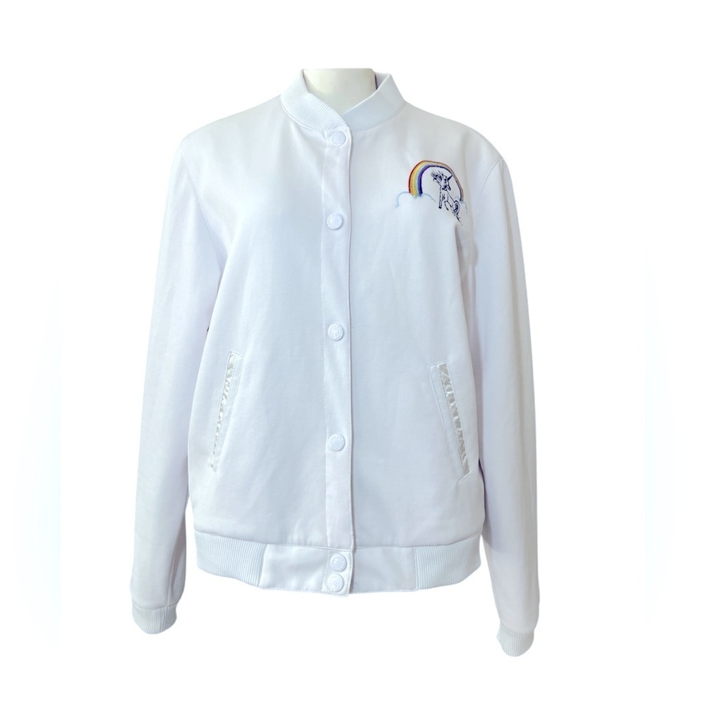 Steve & Barry’s Vintage Unicorn Rainbow Bomber Jacket Women’s XL White